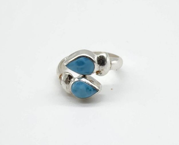 Picture of Adjustable Tear Drop Larimar Ring